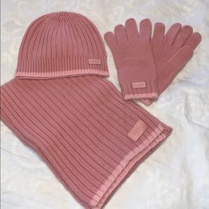 Coach Scarf, Hat, and Gloves Matching Pink